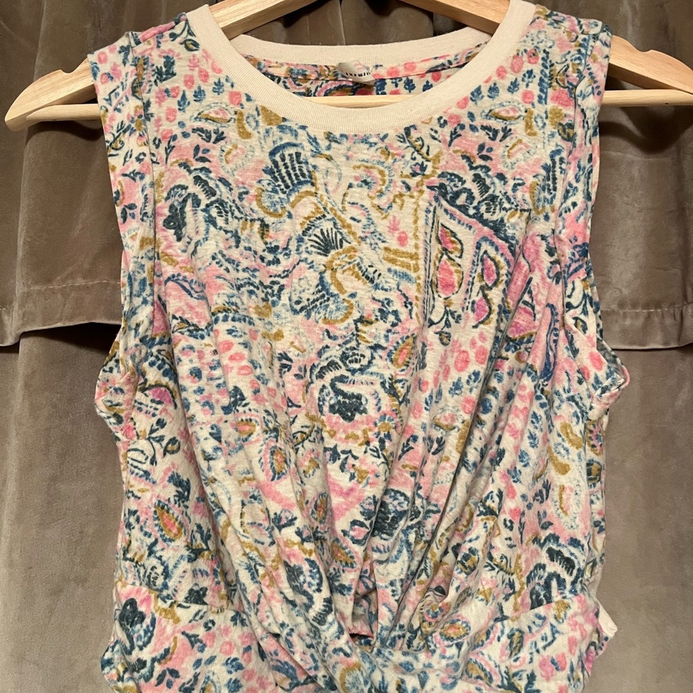FP Movement by Free People Green and Pink Sleeveless Tie Front Tank Top